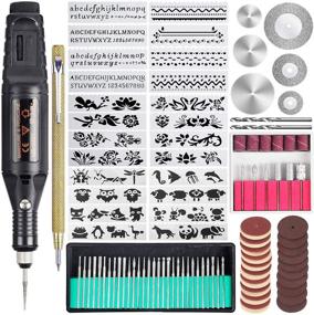 img 4 attached to Uolor 108 Pcs Engraving Tool Kit: Multi-Functional Electric Corded Micro Engraver for DIY, Jewelry, Glass, Wood, Ceramic, Metal, Plastic - Includes Scriber, 82 Accessories, and 24 Stencils