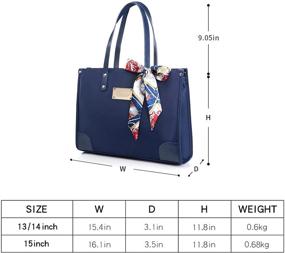 img 2 attached to 👜 Stylish and Functional Kamlui Laptop Tote Bag - 15.6 inch Waterproof Shoulder Messenger Leather Tote for Women, Ideal for Business and Office Use - MacBook Pro Air HP Dell Compatible (Blue)