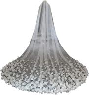 🌸 fenghuavip 1 tier custom made petals cathedral wedding veil - 3d flower veils for bride with metal comb logo