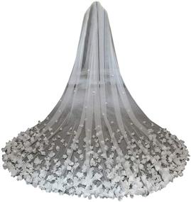 img 4 attached to 🌸 Fenghuavip 1 Tier Custom Made Petals Cathedral Wedding Veil - 3D Flower Veils for Bride with Metal Comb