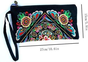 img 2 attached to Black Bohemian Style Clutch Bag Featuring Embroidered Wrist Strap - Ideal as a Purse, Cosmetic Bag, Pencil Case, or Coin Purse