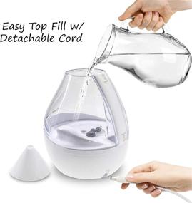 img 3 attached to Crane 4-in-1 Top Fill Ultrasonic Cool Mist Humidifier, 1 Gallon, 24 Hour Run Time, Optional Sound Machine and Color Changing Nightlight, Clear/White