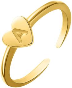 img 4 attached to 💖 Dainty 18K Gold Plated Heart Necklace Set with Adjustable 14K Gold Stacking LOVE Rings - Perfect Valentines Gift for Women, Kids & Teens - Tiny Adorable Heart Initial Jewelry Kit