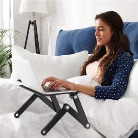 img 1 attached to 🖥️ Premium HUANUO Adjustable Laptop Stand - Ideal for 17 inch Laptops | Portable & Ergonomic | 2 Cooling Fans | Detachable Mouse Pad | Multifunctional Lap Desk, Bed Tray & Standing Desk, HNLA6