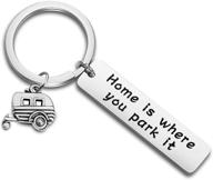 cherish your camping memories with the happy camper rv keychain - perfect trailer christmas vacation gift! logo