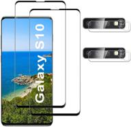 [2+2 упаковка] защитное стекло для экрана samsung galaxy s10 - hd прозрачное закаленное стекло с поддержкой ультразвукового сканера отпечатков пальцев, с трехмерно изогнутым дизайном, устойчивым к царапинам и свободным от пузырей монтажем - защитное стекло для экрана galaxy s10 логотип