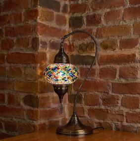 img 1 attached to 🌈 DEMMEX Handmade Turkish Moroccan Mosaic Glass Antique Lamp – Vibrant Colors, Table or Bedside Lampshade, 18.8" (Ash)