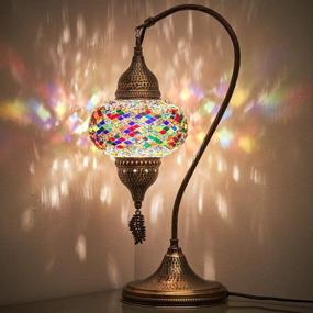 img 3 attached to 🌈 DEMMEX Handmade Turkish Moroccan Mosaic Glass Antique Lamp – Vibrant Colors, Table or Bedside Lampshade, 18.8" (Ash)