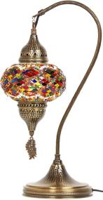 img 2 attached to 🌈 DEMMEX Handmade Turkish Moroccan Mosaic Glass Antique Lamp – Vibrant Colors, Table or Bedside Lampshade, 18.8" (Ash)