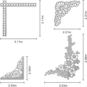 img 3 attached to Металлические накладные штампы для вырезания уголков для скрапбукинга и альбомов DIY - украшение открыток с цветочными тиснеными трафаретами и шаблонами для бумажных открыток.