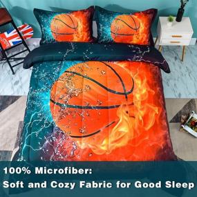img 1 attached to 🏀 Andency Basketball Comforter Twin (66x90 Inch), 2-Piece Microfiber Bedding Set for Kids Boys Teens - Includes 1 Basketball Comforter and 1 Pillowcase - Sport-themed