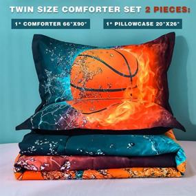 img 3 attached to 🏀 Andency Basketball Comforter Twin (66x90 Inch), 2-Piece Microfiber Bedding Set for Kids Boys Teens - Includes 1 Basketball Comforter and 1 Pillowcase - Sport-themed