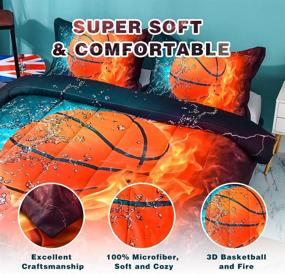 img 2 attached to 🏀 Andency Basketball Comforter Twin (66x90 Inch), 2-Piece Microfiber Bedding Set for Kids Boys Teens - Includes 1 Basketball Comforter and 1 Pillowcase - Sport-themed