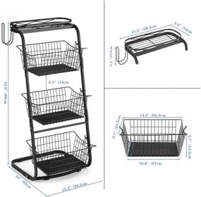 img 3 attached to 🍎 RUHATA 4-Tier Wire Baskets for Organizing- Fruit Basket Stand with Pads for Kitchen Pantry, Snack Fruit Vegetable Produce Metal Hanging Storage Bin and Paper Towel Holder in Black (black-1)