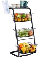 🍎 ruhata 4-tier wire baskets for organizing- fruit basket stand with pads for kitchen pantry, snack fruit vegetable produce metal hanging storage bin and paper towel holder in black (black-1) логотип