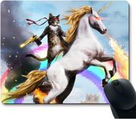 🦄 apottwal mp-0003 funny cute cat as rambo on glowing red eyes fire breathing unicorn mouse pad: a playful touch to your desk логотип