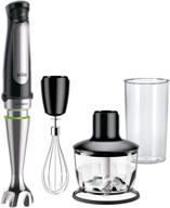 braun mq7035x 3-in-1 immersion hand blender, 500w stainless steel stick blender, variable speed, 2-cup food processor, whisk, beaker, high quality faster, finer blending, multiquick логотип