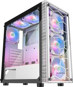 img 4 attached to 💻 MUSETEX G05N6-BB White Mid Tower ATX Корпус – 6шт 120мм ARGB вентиляторов, USB 3.0, закаленное стекло – Игровые корпуса для ПК для материнских плат ATX/Micro-ATX/Mini ITX – Компьютерный корпус