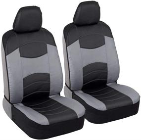 img 4 attached to 🚗 BDK Sideless Faux Leather Car Seat Covers for Front Seats - Two-Tone Design with Armrest Compatibility, Universal Fit for Cars, Trucks, Vans & SUVs