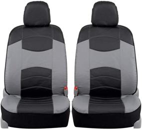 img 1 attached to 🚗 BDK Sideless Faux Leather Car Seat Covers for Front Seats - Two-Tone Design with Armrest Compatibility, Universal Fit for Cars, Trucks, Vans & SUVs