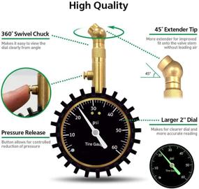 img 2 attached to 🚗 GLISTON Cadaleem 60 PSI автомобильный манометр для шин: Надёжный прибор для точной проверки давления в шинах автомобилей, мотоциклов, внедорожников и велосипедов