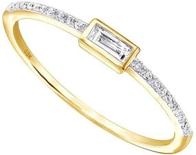 img 4 attached to 💍 Sparkling AFFY 1/10 Ct Real Baguette/Cut Round Cut Diamond Engagement/Wedding Stackable Band Ring in 10K Gold or 925 Sterling Silver