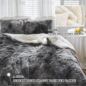 img 1 attached to Joyreap Queen Size Plush Shaggy Comforter Set - Luxury Faux Fur Velvet Fluffy Bedding Set for All Seasons (Tie-dye Black, 88x88 inches)