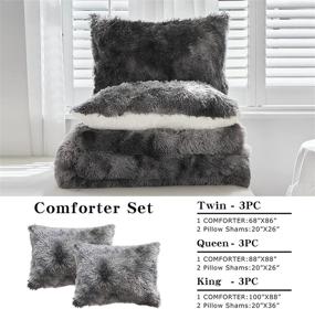 img 2 attached to Joyreap Queen Size Plush Shaggy Comforter Set - Luxury Faux Fur Velvet Fluffy Bedding Set for All Seasons (Tie-dye Black, 88x88 inches)