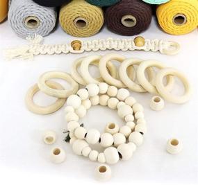 img 1 attached to 🧶 SUNTQ Macrame Craft Sets 80pcs - Assorted Macrame, 50PCS Wooden Beads, and 30PCS Wood Rings for DIY Crafts and Macrame Projects