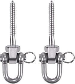 img 4 attached to BeneLabel Set of 2 Permanent Antirust Stainless Steel 304 Screw Bracket Heavy Duty Swing Hanger 1800LB Capacity: Ideal for Indoor/Outdoor Playground, Yoga Hammock Chair, Hardware Swing Sets