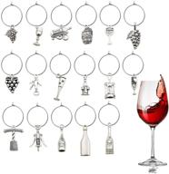 🍷 wocraft 50 sets wine glass charms markers for wine tasting party decoration with 25mm stainless steel wine glass charm rings (m307+10575) - craft supplies gift logo