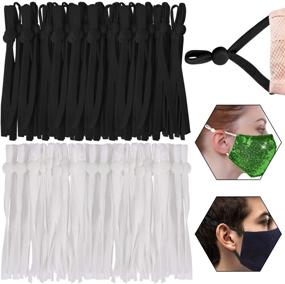 img 4 attached to 🎀 120-Piece Adjustable Buckle Elastic Ear Loops: Black and White Elastic Bands for DIY Sewing Crafts