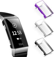 📱 nanw fitbit charge 4 / charge 3 screen protector - 3 pack full-around protective case cover for charge 4 / charge 3 / charge 3 se smartwatch logo