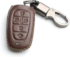 img 4 attached to WFMJ Leather Hyundai Buttons Keychain Interior Accessories