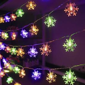 img 1 attached to 🎄 Xingpold Christmas Snowflake Lights: 25.8ft 50 LED Color Changing Fairy Lights for Tree/Patio - Battery Operated & Waterproof Snowflake Decorations for Xmas/New Year