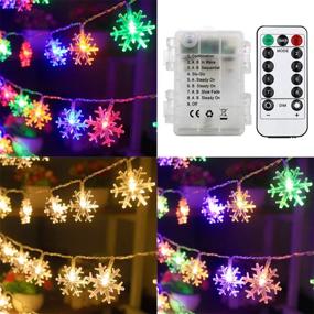 img 4 attached to 🎄 Xingpold Christmas Snowflake Lights: 25.8ft 50 LED Color Changing Fairy Lights for Tree/Patio - Battery Operated & Waterproof Snowflake Decorations for Xmas/New Year