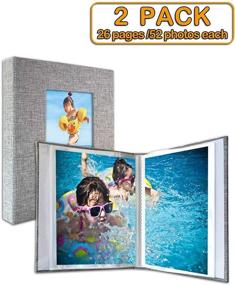 img 2 attached to 📷 Clear Page Small Photo Album 4x6 - Linen Cover with Front Window, Pack of 2, Holds 52 Photos Each, Grey Fabric Small Brag Book Photo Album for 4x6 Photos