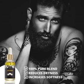 img 2 attached to 🧔 Organic Jojoba Beard Oil for Men: Itch Relief, Dandruff-Free, Softens Coarse Hair - 1fl oz (30ml)