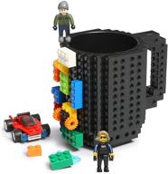 🧱 creative diy build-on brick coffee mug - funny novelty cup for kids, men, women - xmas birthday gift (cool black) logo