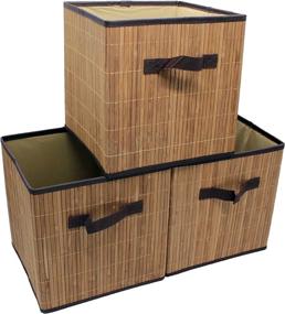 img 4 attached to 📦 Bamboo Collapsible Cube Storage Bins Shelf Organizer [3 Pack] - Seta Direct, Brown Natural