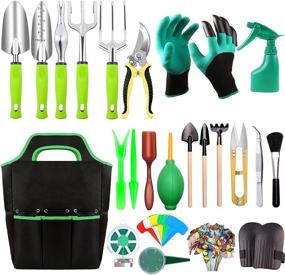 img 4 attached to 🌱 84-Piece Garden Tool Set, Sturdy Gardening Tools with Non-Slip Rubber Grip, Long-lasting Tote Bag, Pruning Shears, Knee Pads, Plant Labels, Succulent Tools for Women