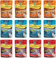 🐱 earthborn holistic grain free wet cat food: 3oz pouches - 3 flavors - 12 pouches total logo