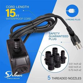 img 2 attached to 🐠 Simple Deluxe Submersible Water Pump: Perfect for Fish Tank, Hydroponics, Aquaponics, Fountains, Ponds, Statuary, Aquariums & Inline – High-Quality in Black