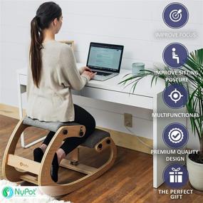 img 3 attached to 🪑 NYPOT Ergonomic Kneeling Chair - Rocking Knee Chair & Posture Office Chair - Wooden Back Pain Relief Chair - Angled Seat Kneeling Stool - Home and Office Desk Chair