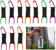 🧳 10 pcs portable colorful water bottle carabiner holder hook with d-ring hook for camping hiking traveling, includes emergency aluminum whistle - domestar логотип