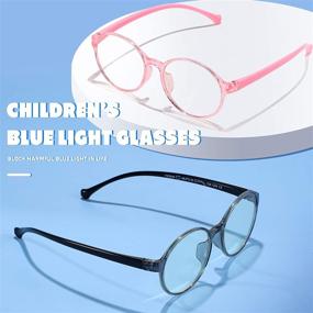 img 3 attached to 👓 2-Pack Kids Blue Light Blocking Glasses, UV Protection & Anti-Eyestrain TR90 Flexible Frames for Boys Girls Ages 3-10 (Transparent Pink + Transparent Black)