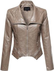 img 4 attached to Bike Rider Leather Jacket Coffee Women's Clothing