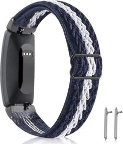 img 4 attached to 📿 Veezoom Compatible with Fitbit Inspire 2/Inspire HR/Inspire Adjustable Braided Elastic Bands - Stretchy Breathable Fabric Pattern Soft Nylon Wristband for Women & Men: Inspire Sport Strap Replacement