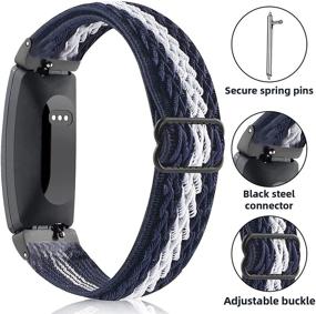img 3 attached to 📿 Veezoom Compatible with Fitbit Inspire 2/Inspire HR/Inspire Adjustable Braided Elastic Bands - Stretchy Breathable Fabric Pattern Soft Nylon Wristband for Women & Men: Inspire Sport Strap Replacement