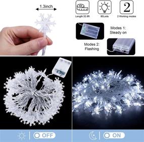 img 2 attached to 🎄 Roberly 32.8 Ft 80 LEDs Christmas Snowflake String Lights: Battery Operated Waterproof Fairy Lights for Festive Home Decor